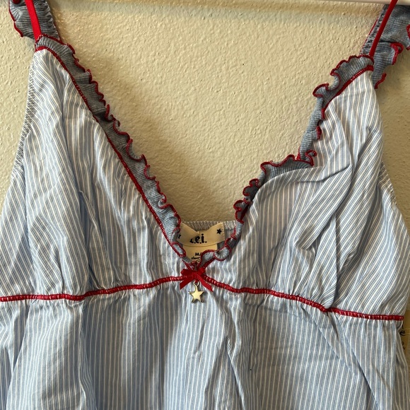 Vintage Y2K L.e.i. Striped Ruffle Slip Dress Nightgown Baby Doll Camisole NWT - Picture 2 of 7